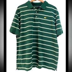 MASTERS COLLECTION Green Striped Polo Golf Shirt Mens Size XL
